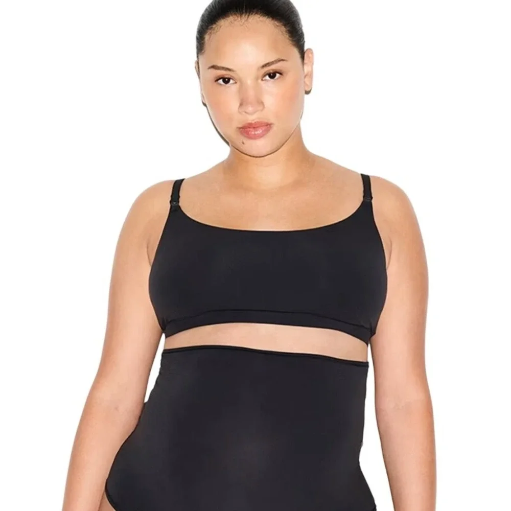 Skims Fits Everybody Maternity Nursing Scoop Bralette Onyx BR-BRL-11312W XS